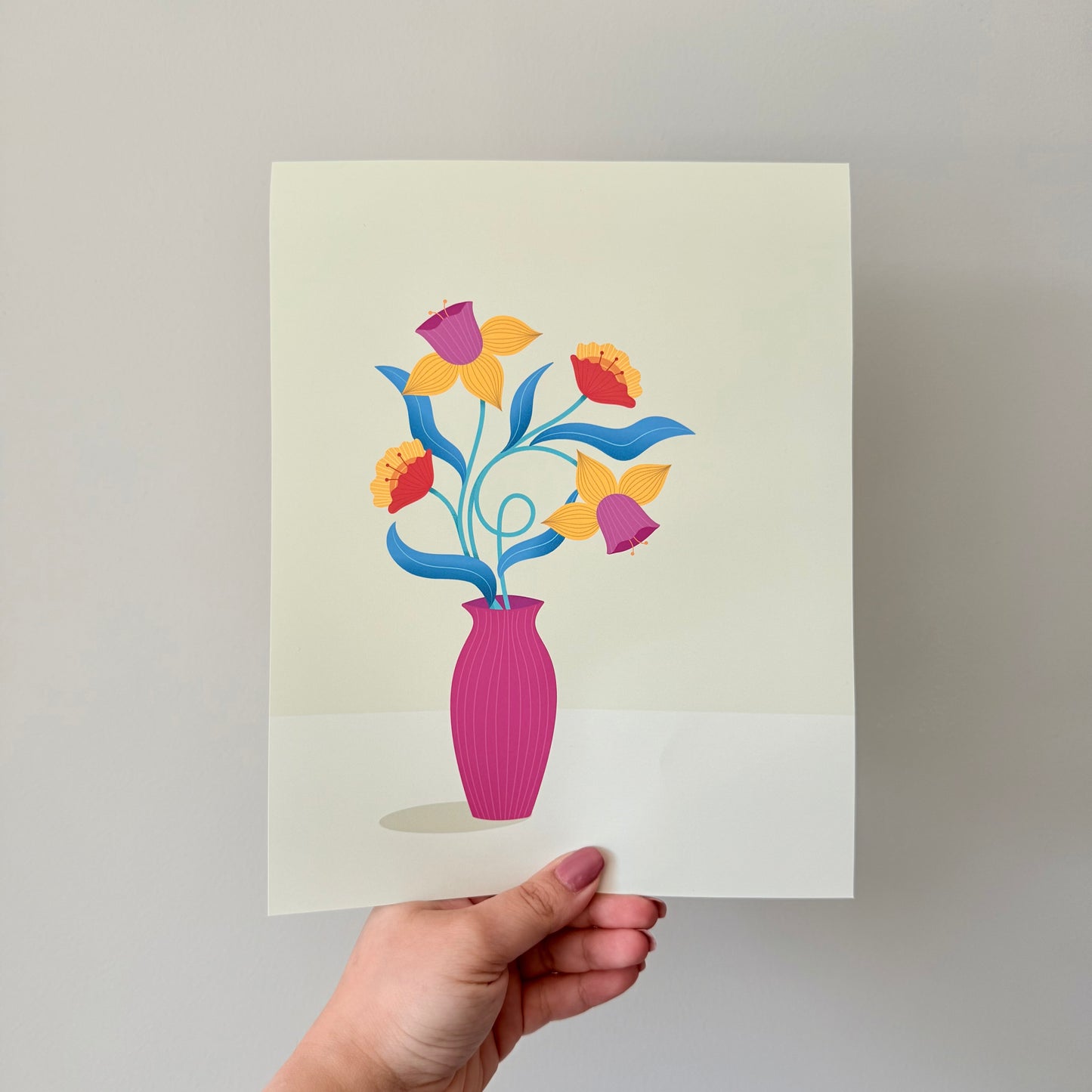 Light botanical illustration with cheerful and dreamy daffodil blooms