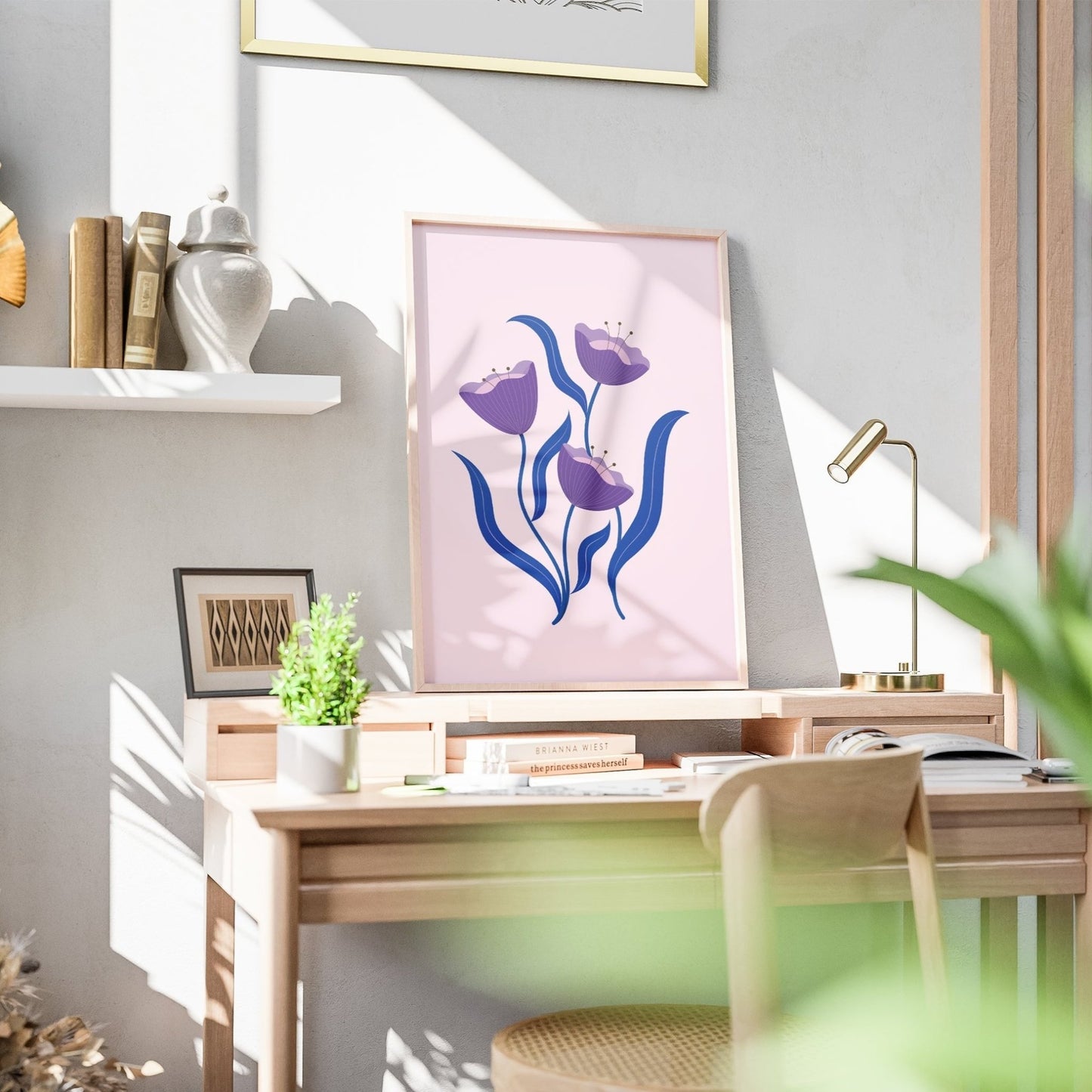 Delicate botanical wall art in pastel tones for dreamy interiors