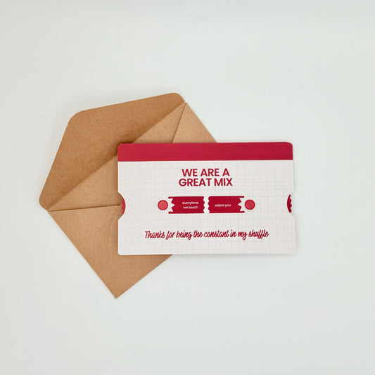 Romantic mixtape Interactive Greeting Card for Romantic Partner with kraft envelope - Reverie Design Shop