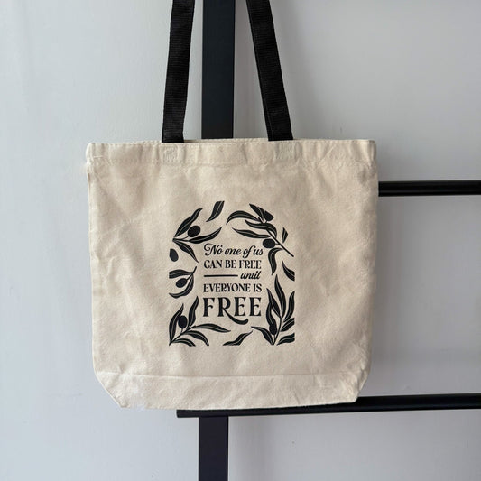 No One Of Us Is Free - Cotton Canvas Tote Bag | Olive illustration - Reverie Design Shop