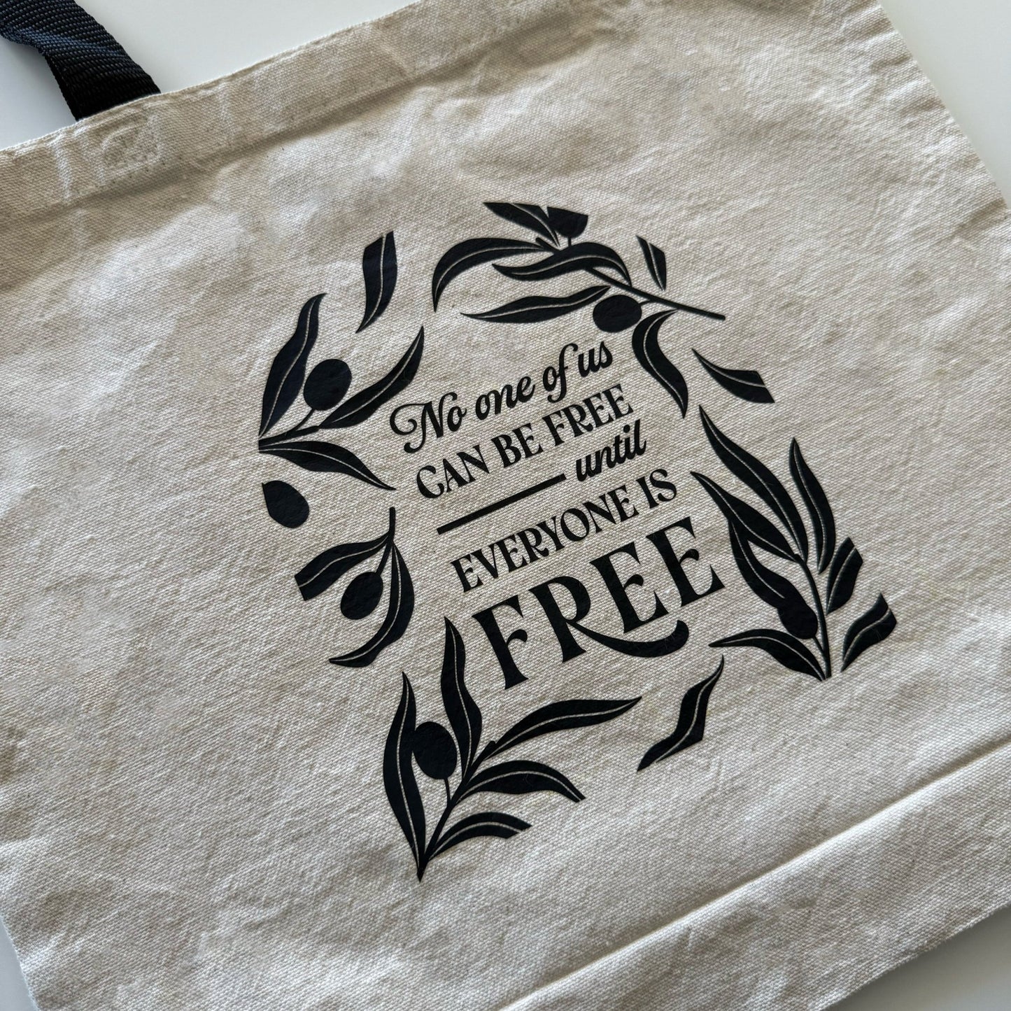 No One Of Us Is Free - Cotton Canvas Tote Bag | Olive illustration - Reverie Design Shop