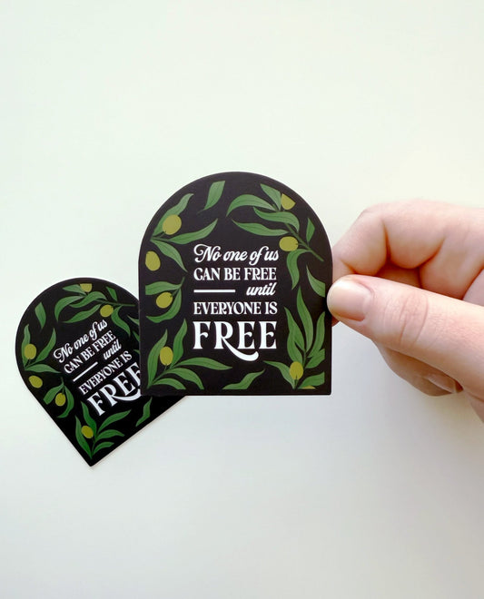 No One Of Us Is Free Sticker | Matte Finish Olive Illustration Vinyl Sticker - Reverie Design Shop