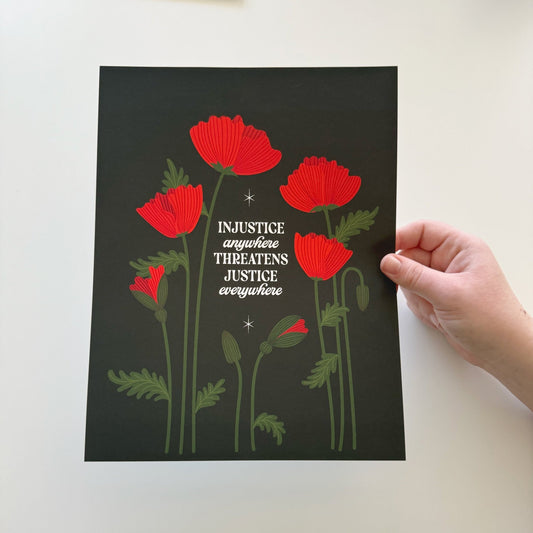 Poppies for Peace - Art Print, 8.5 x 11 Matte Finish, Unframed | Floral Red Poppy Print - Reverie Design Shop