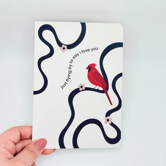 Red Cardinal Bird Vibrant Greeting card - illustrated greeting card for any occasion - Reverie Design Shop