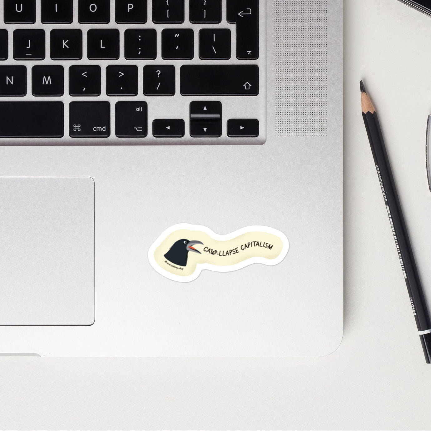 Funny activist crow sticker for laptops and water bottles