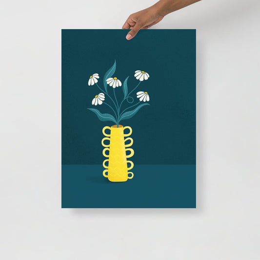 whimsical daisy art- Daisy Whimsy - Dark Mode - Art Print (matte finish) - Reverie Design Shop