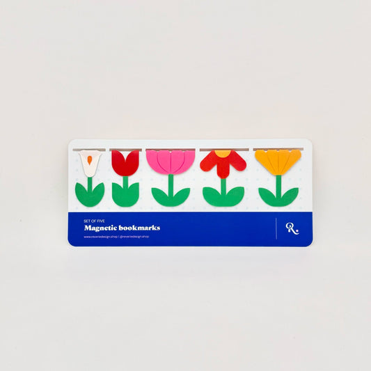 Flower Garden Magnetic Bookmarks - Set of 5 - Peony, Tulip, Lily, Daisy, Buttercup - Reverie Design Shop