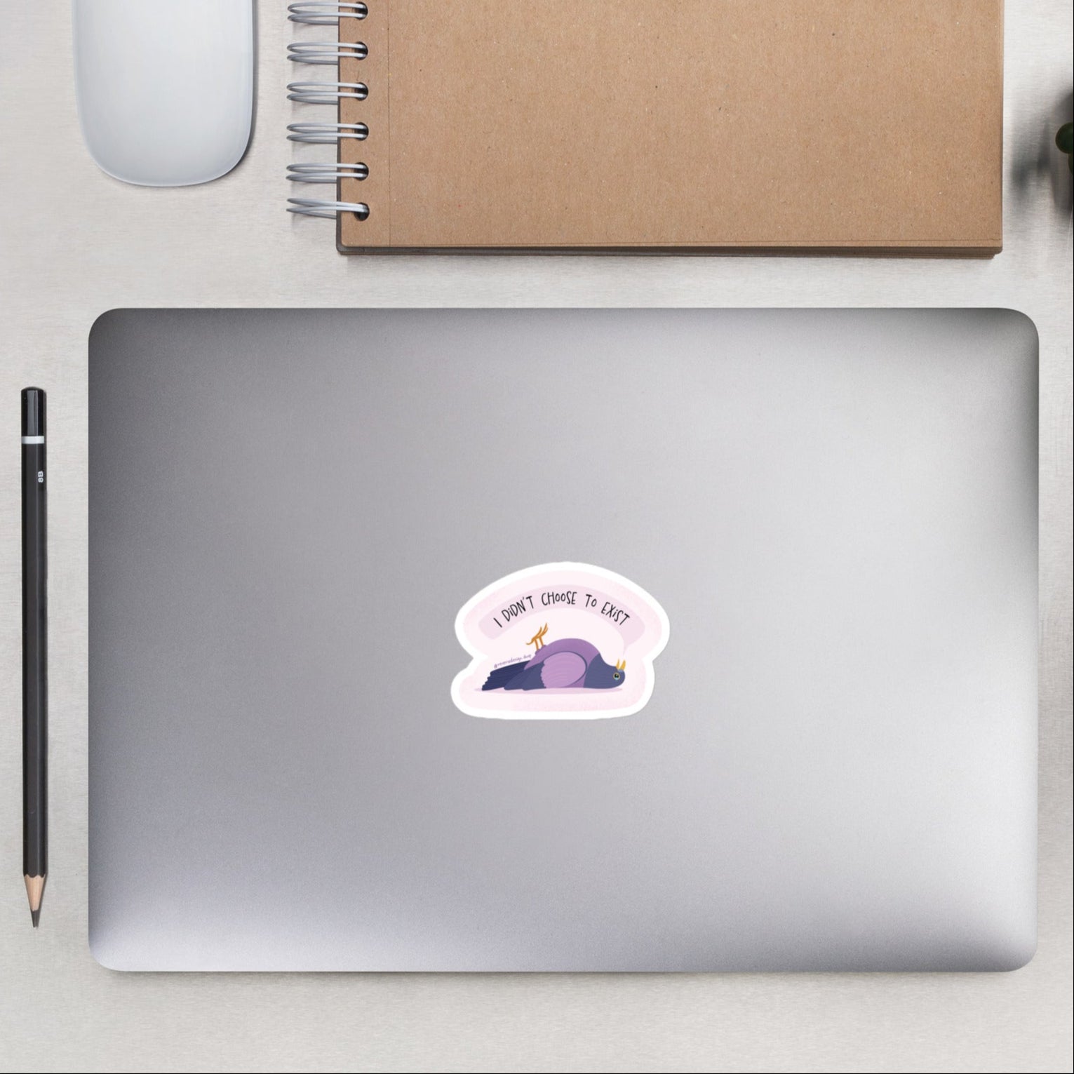I Didn’t Choose to Exist Sticker - Pigeon Panic Party - Matte Vinyl Pigeon Sticker - Reverie Design Shop