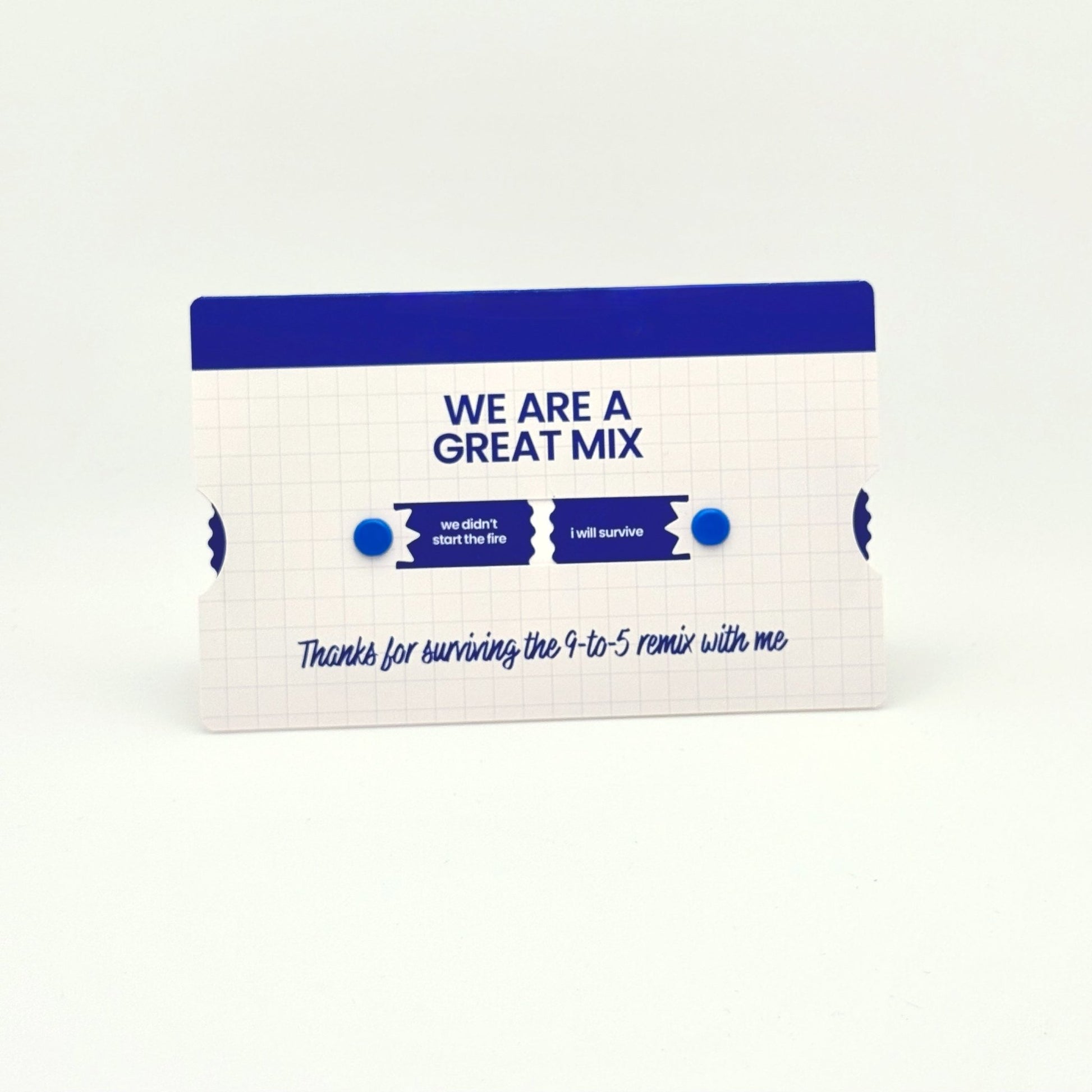 Interactive Work BFF mixtape-themed greeting card - work friend greeting card with kraft envelope