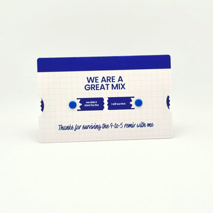 Interactive Work BFF mixtape-themed greeting card - work friend greeting card with kraft envelope