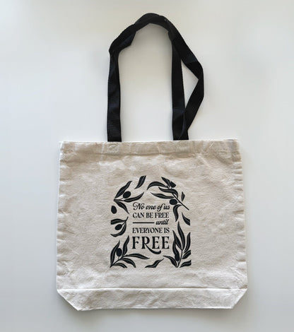 No One Of Us Is Free - Cotton Canvas Tote Bag | Olive illustration - Reverie Design Shop