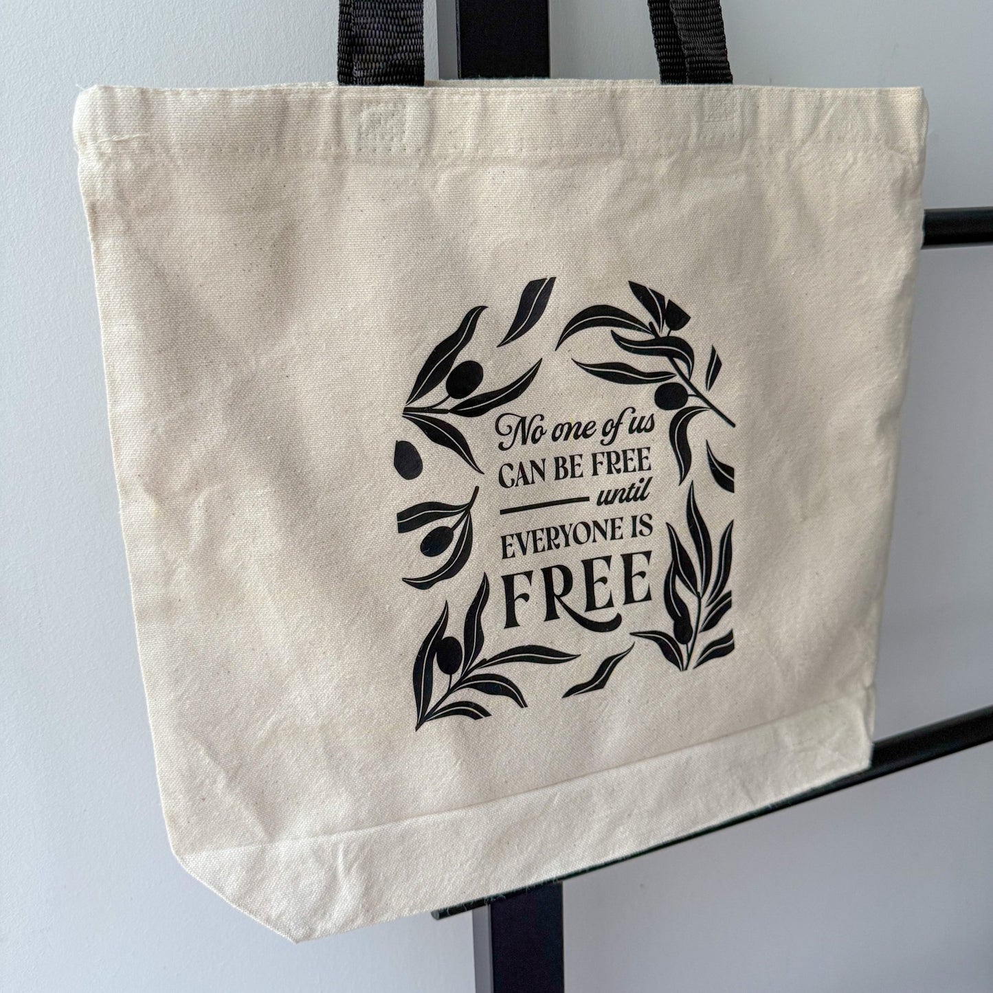 No One Of Us Is Free - Cotton Canvas Tote Bag | Olive illustration - Reverie Design Shop