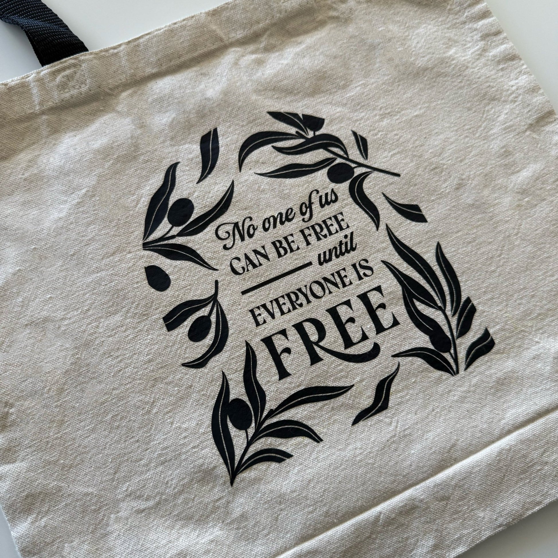 No One Of Us Is Free - Cotton Canvas Tote Bag | Olive illustration - Reverie Design Shop