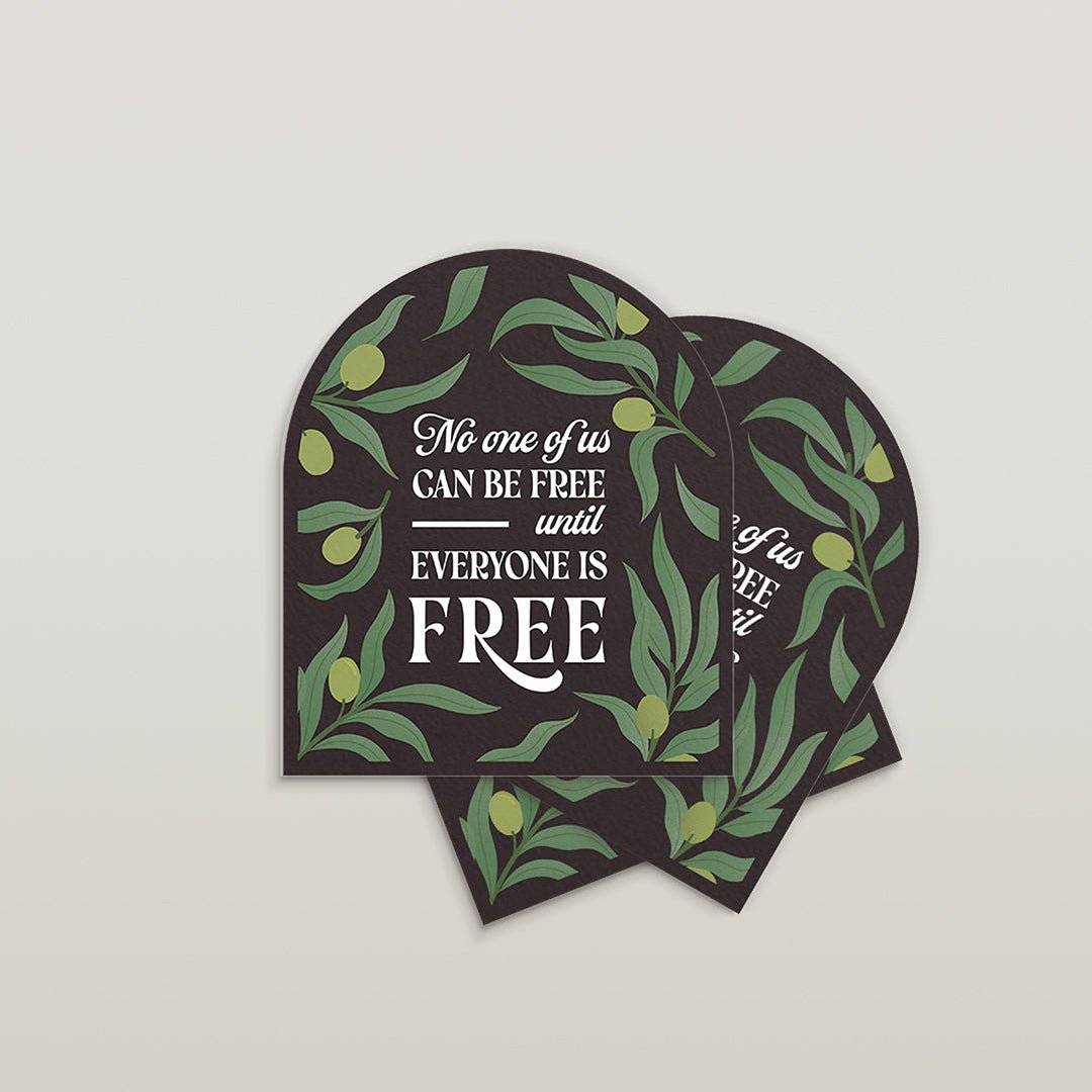 No One Of Us Is Free Sticker | Matte Finish Olive Illustration Vinyl Sticker - Reverie Design Shop