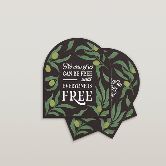 No One Of Us Is Free Sticker | Matte Finish Olive Illustration Vinyl Sticker - Reverie Design Shop