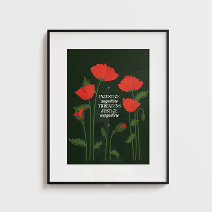 Poppies for Peace - Art Print, 8.5 x 11 Matte Finish, Unframed | Floral Red Poppy Print - Reverie Design Shop