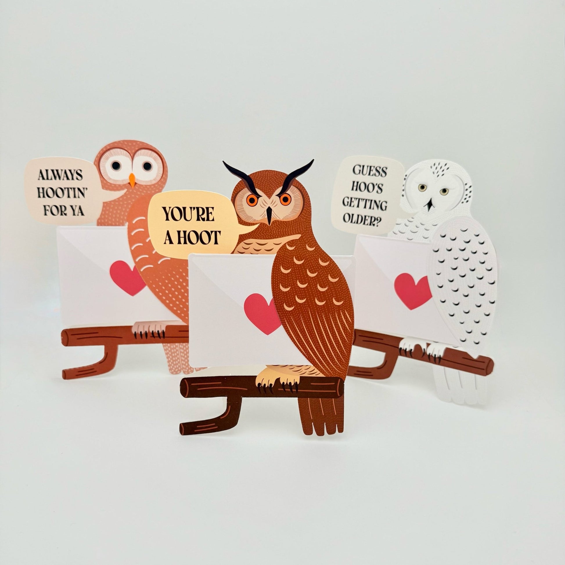 Set of 3 - Standing Owl Greeting cards - keepsake greeting cards for any occasion - Reverie Design Shop