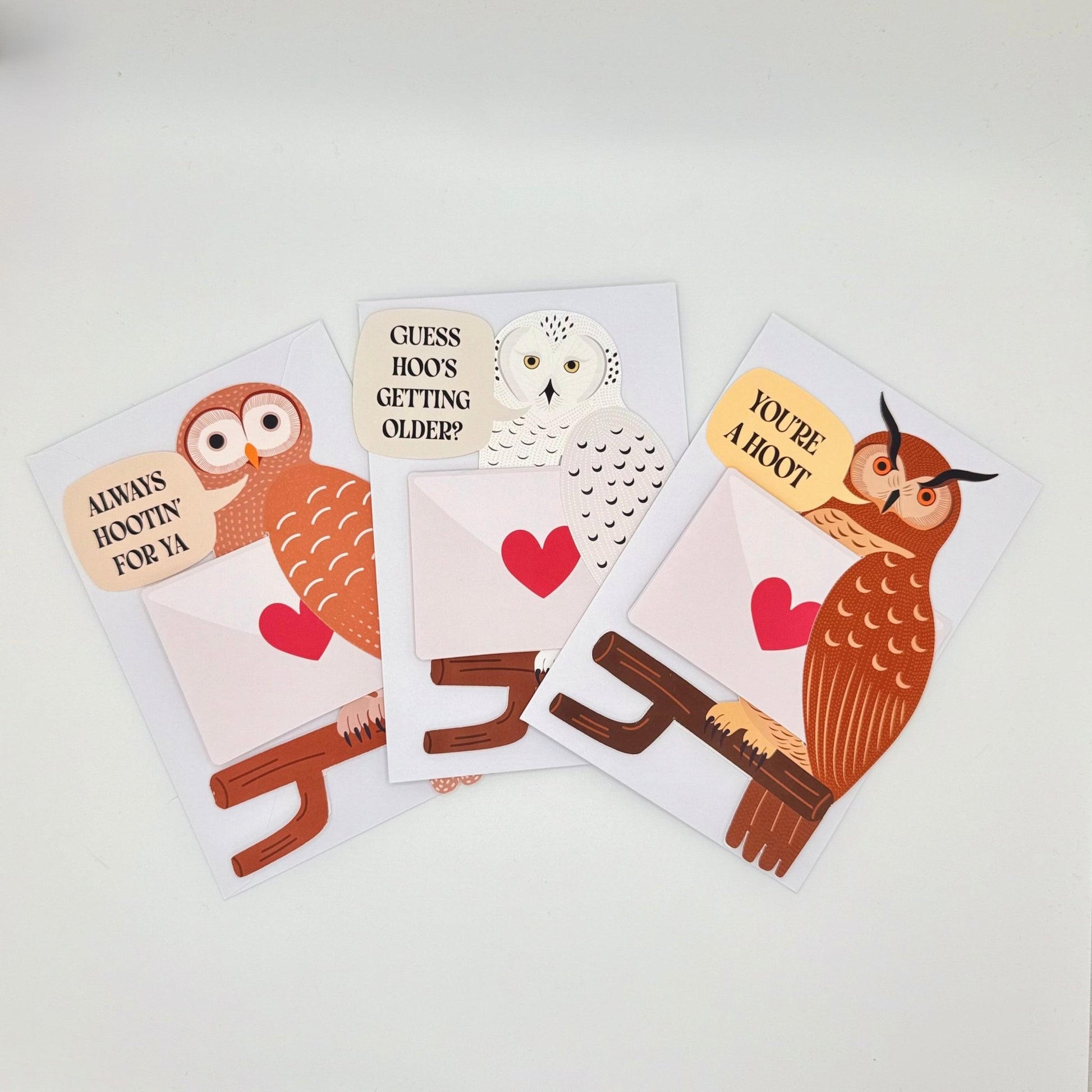 Set of 3 - Standing Owl Greeting cards - keepsake greeting cards for any occasion - Reverie Design Shop